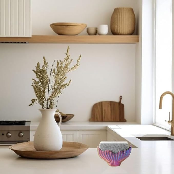 Sponge Holder for Kitchen Sink, Ceramic Dish Sponge Holder