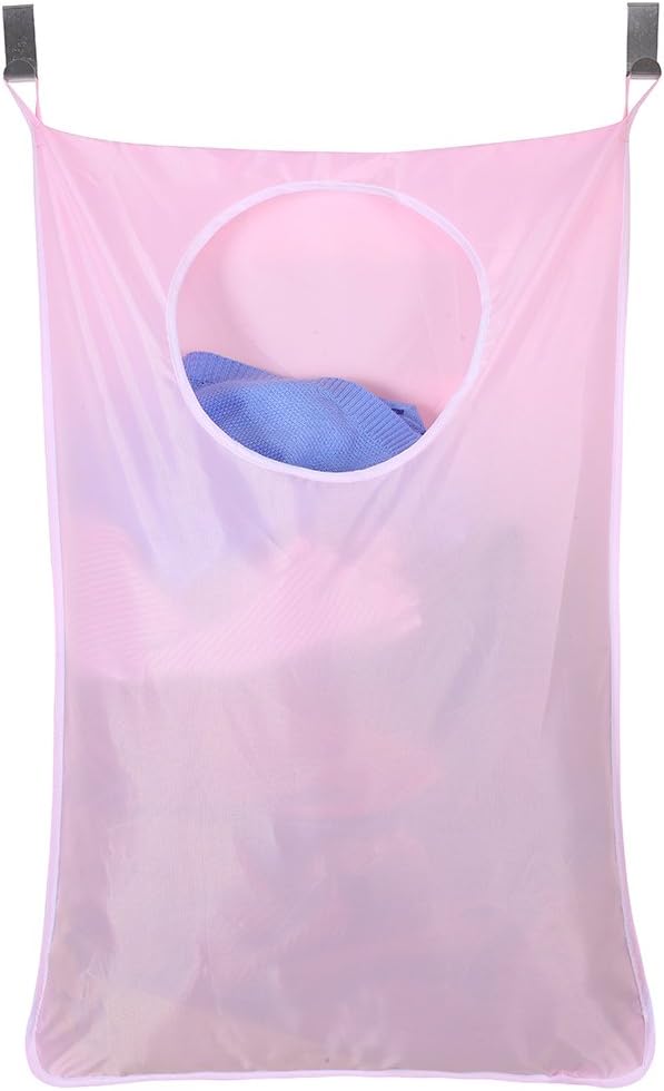 Oxford Fabric Space Saving Door-Hanging Laundry Hamper Bag + 2 Stainless Steel