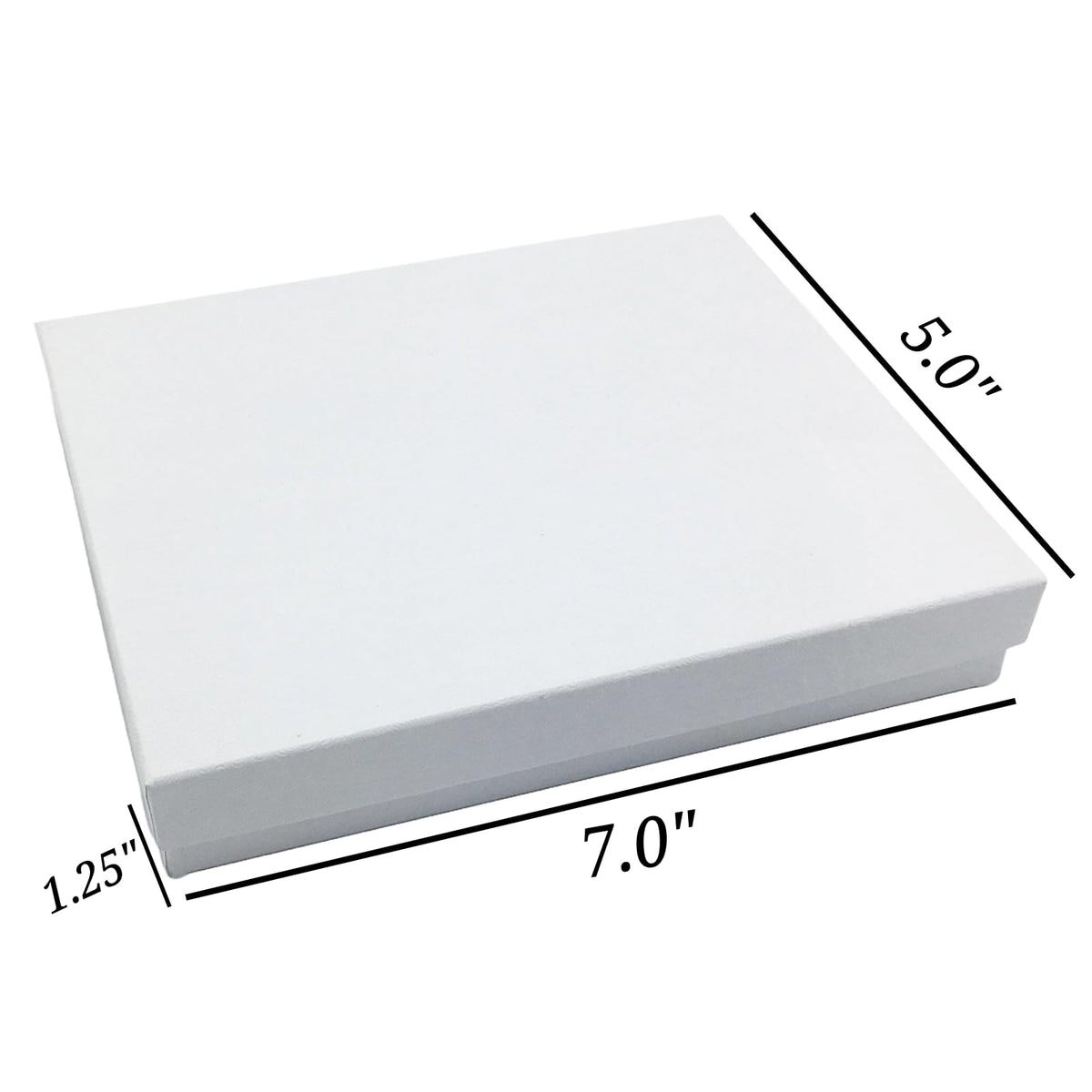 RJ Displays 6 Pack Cotton Filled White Color Paper Cardboard Jewelry Necklace Bracelets Watch Gift and Retail Boxes Size 7 1/8" x 5 1/8" x 1 1/8" Inch (White)
