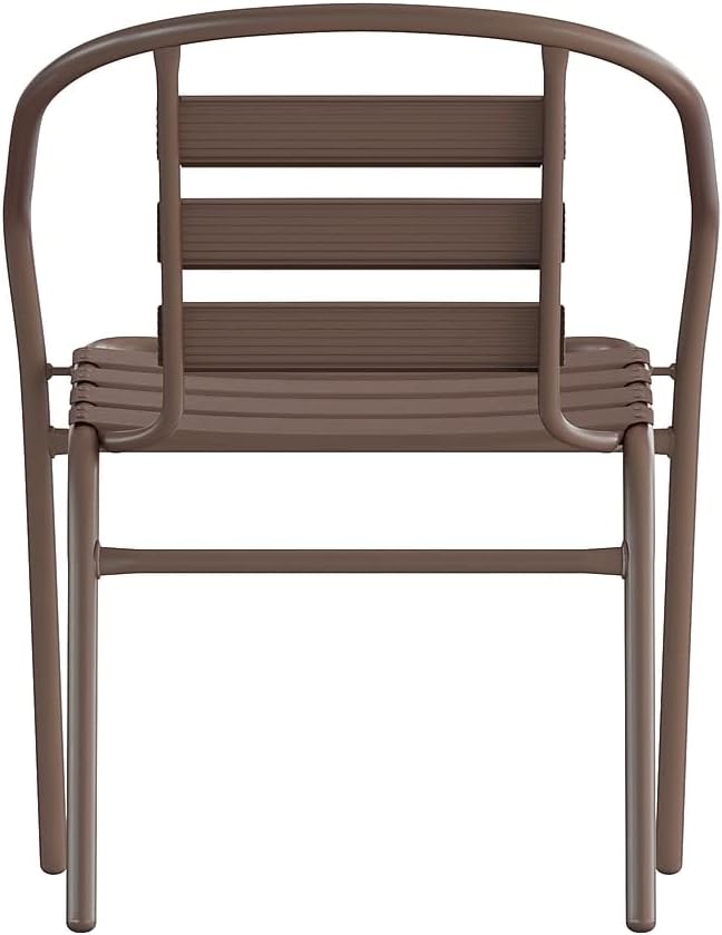 Flash Furniture Lila Metal Restaurant Stack Chairs with Metal Slats, Set of 4, Bronze