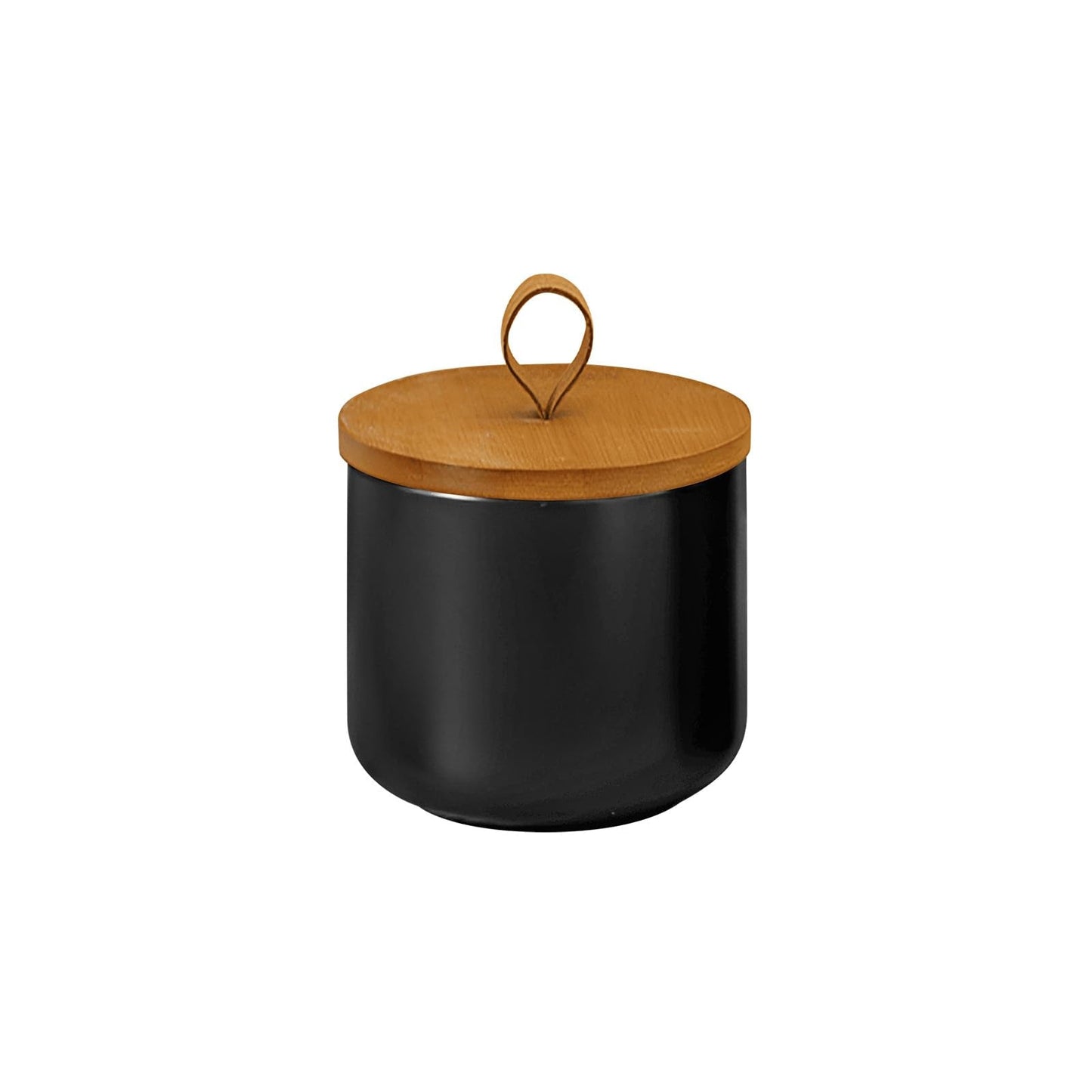 Jueison Ceramic Storage Jars, Modern Elegant Highly Polished Airtight Gorgeous Storage Canisters with Wooden Lid Small Food Stroage Jar for Kitchen Spice Tea Vanilla Sugar Coffee Beans (Black trumpet)