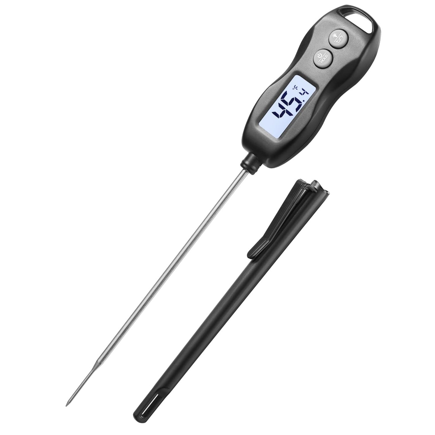 Digital Meat Thermometer Backlight,Waterproof Instant Read Food Thermometer for Cooking Grilling BBQ Baking Liquids Beef Turkey (Black)
