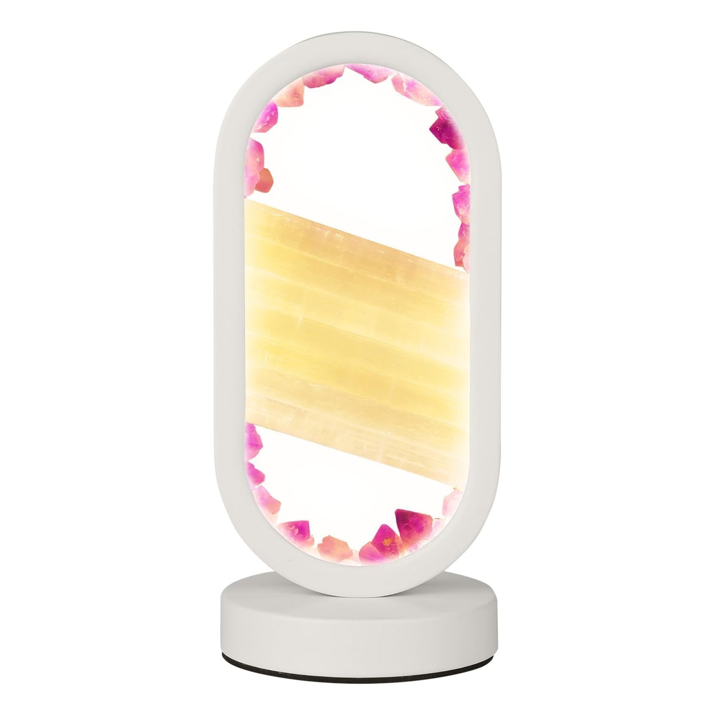 GC QUILL Natural Amethyst Selenite Crystal Healing Night Lamp, White