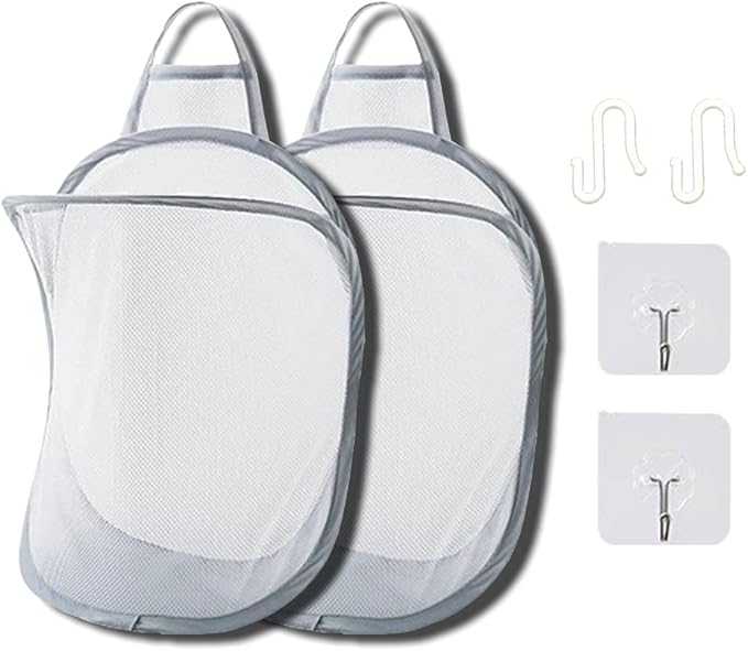 Mesh Collapsible Small Wall Laundry Baskets，Hanging Laundry Hamper，for Hotel