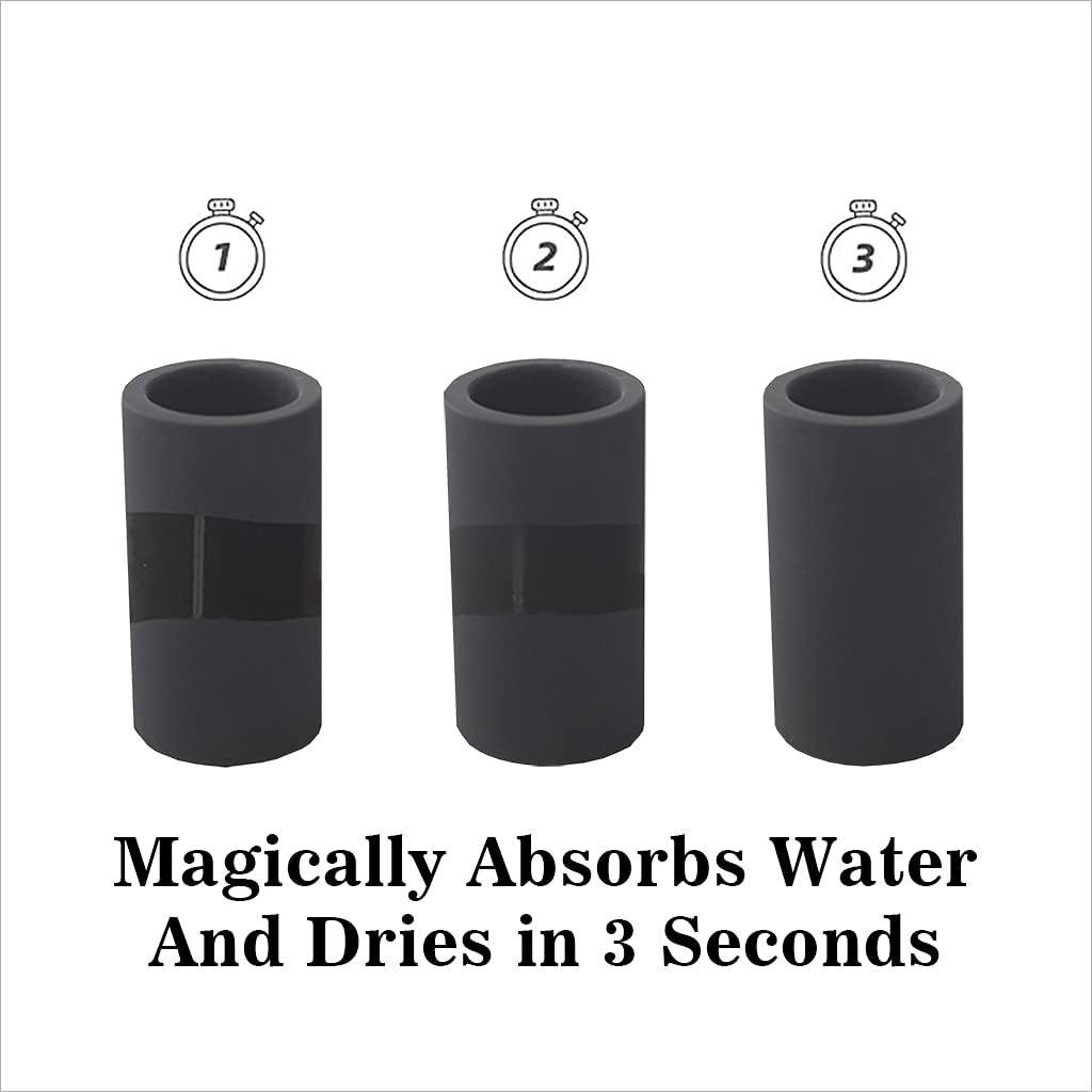 GRUISE Black Toothbrush Holder for Bathroom, Water Absorption Fast Drying Diatomite Toothbrush Holders for Electric Toothbrush Toothpaste Shaver Razor (Black+3covers)