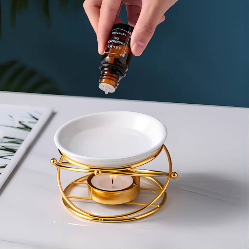 Warmself Delicate Romantic Metal Tealight Candle Holder Oil Tart Burner Aroma Diffuser Furnace Home Decoration Black White