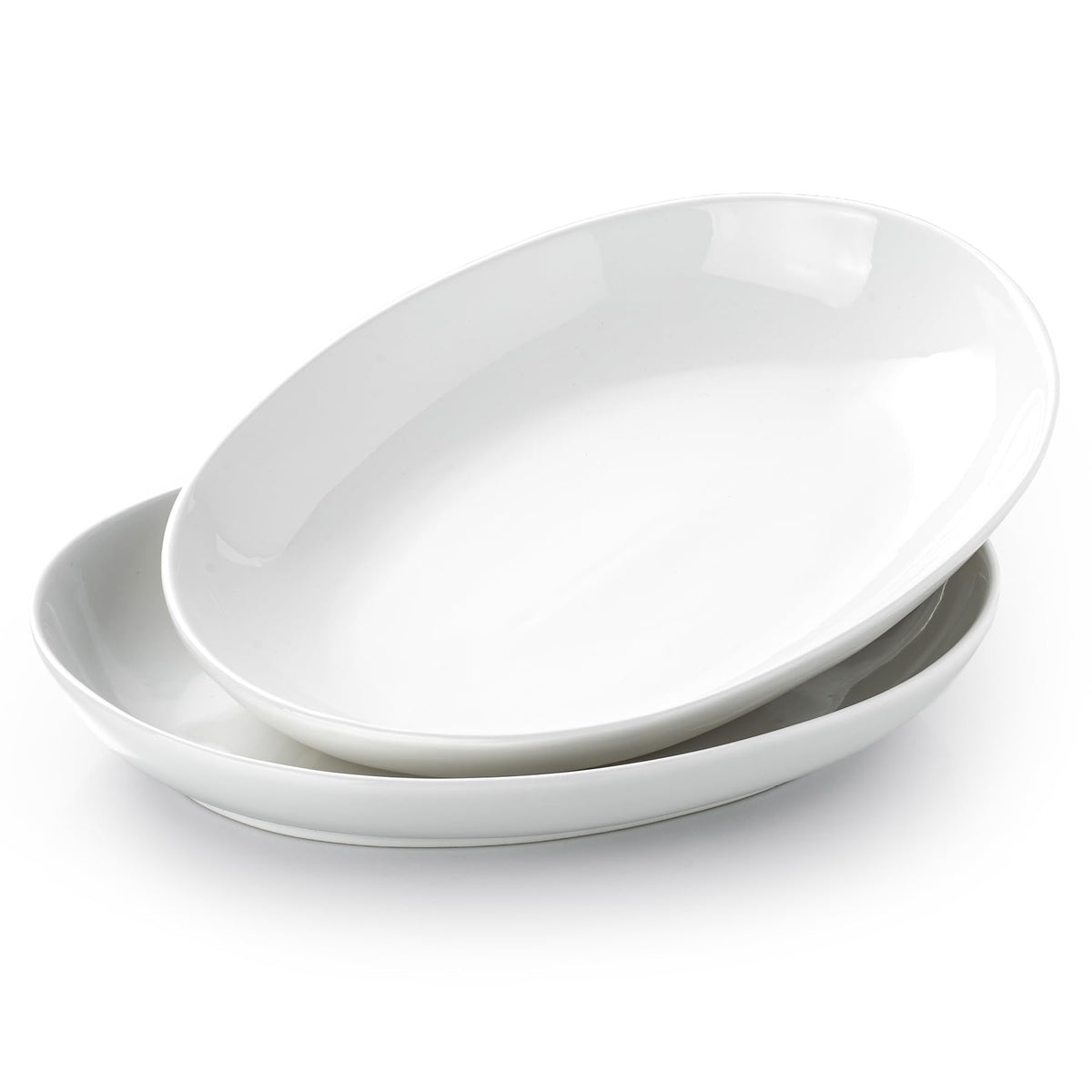 Gacoree 14 Inch Oval Serving Platters Set of 2, Large Wide Ceramic Serving Platter, White Porcelain Serving Trays for Entertaining, Turkey, Steak, Appetizers, Pasta, Salad