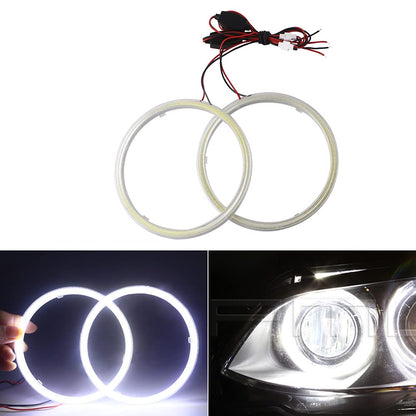 Qasim 1-Pair White 120MM 93SMD COB LED Halo Ring Angel Eyes Led Headlight Warning Light with lampshade Cover 12V 24V