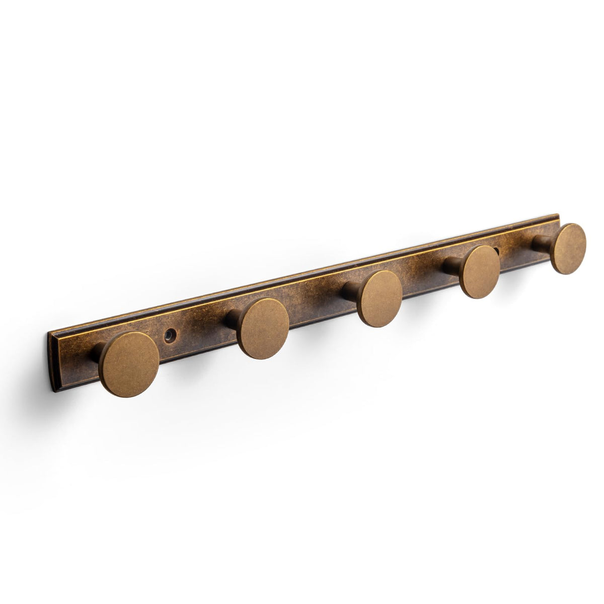 Goo-Ki Antique Brass Coat Rack Wall Mount with Escutcheon Backplate, Heavy Duty Zinc Coat Hooks Wall Mounted, Vintage Rustic Hat Hanger and Towel Rack for Entryway, Mudroom, and Bathroom (5 Hooks)