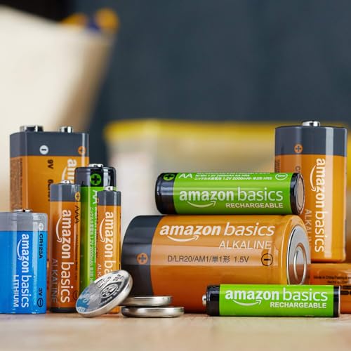 Amazon Basics 24-Pack Rechargeable AA NiMH High-Capacity Batteries, 2400 mAh, 1.2V, Recharge up to 400x Times, Pre-Charged