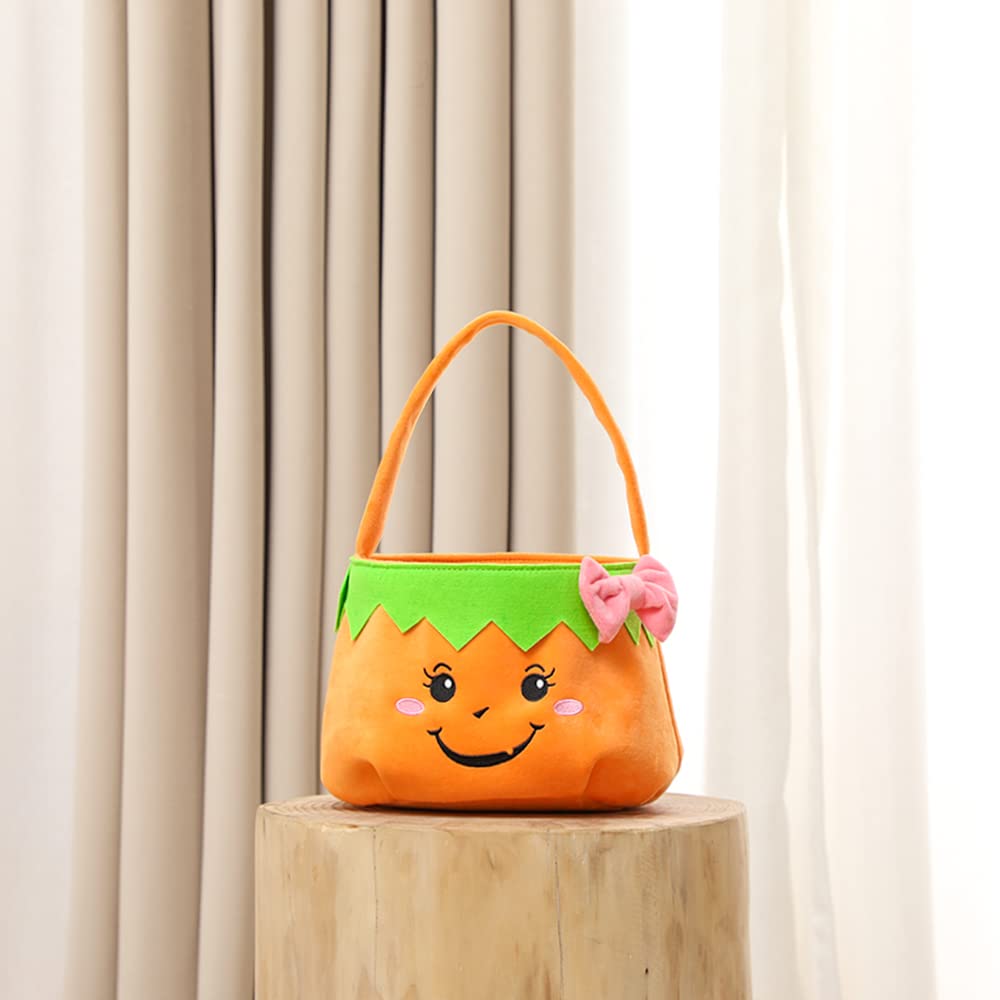 THOVSMOON Halloween Trick or Treat Bags Candy Basket Tote, Gift Bucket for Halloween Party Favor Supplies (Pumpkin)
