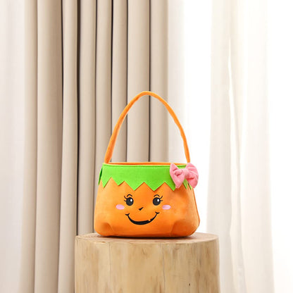 THOVSMOON Halloween Trick or Treat Bags Candy Basket Tote, Gift Bucket for Halloween Party Favor Supplies (Pumpkin)