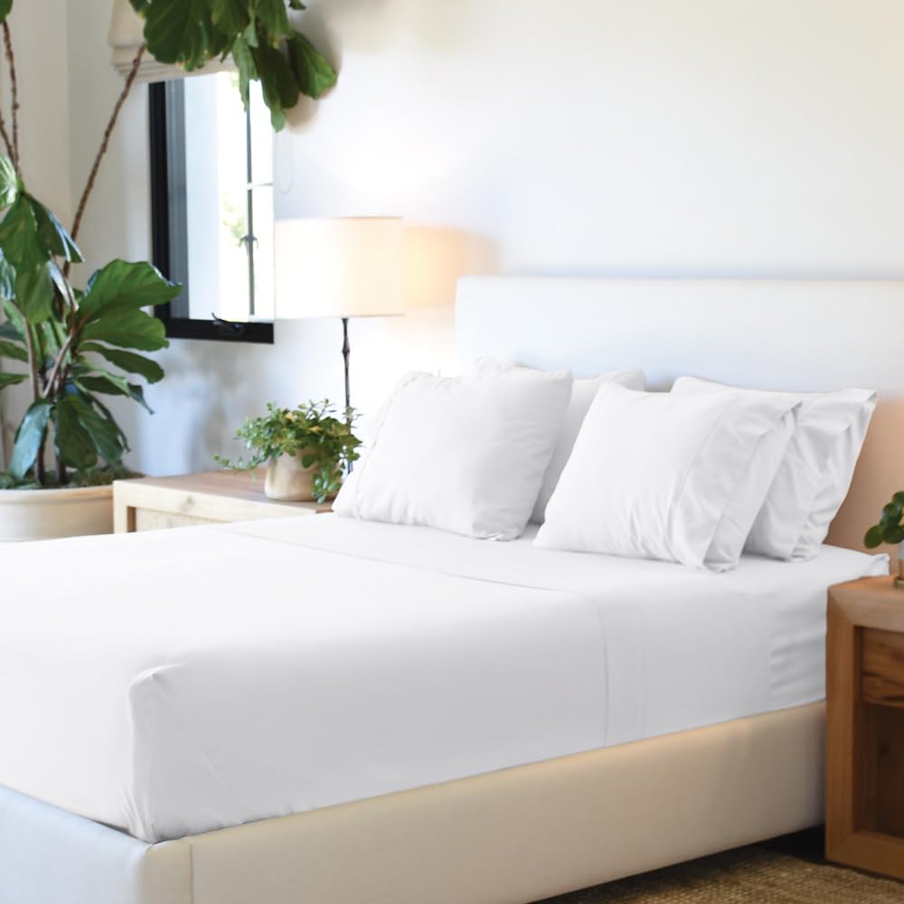 Jennifer Adams Eternal Sheet Set, 4-Piece Microfiber Sheets & Pillowcases - Ultra-Soft, Breathable and Wrinkle-Resistant (White, King)