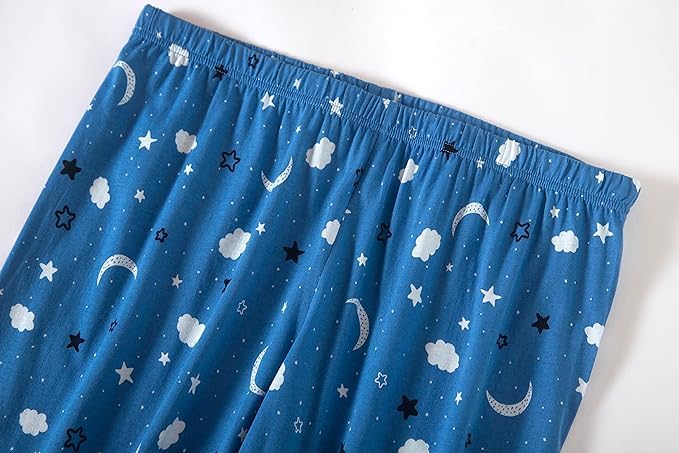 PNAEONG Women Pajama Set Sleepwear Tops with Capri Pants Casual and Fun Prints Pajama Sets Moon Night L