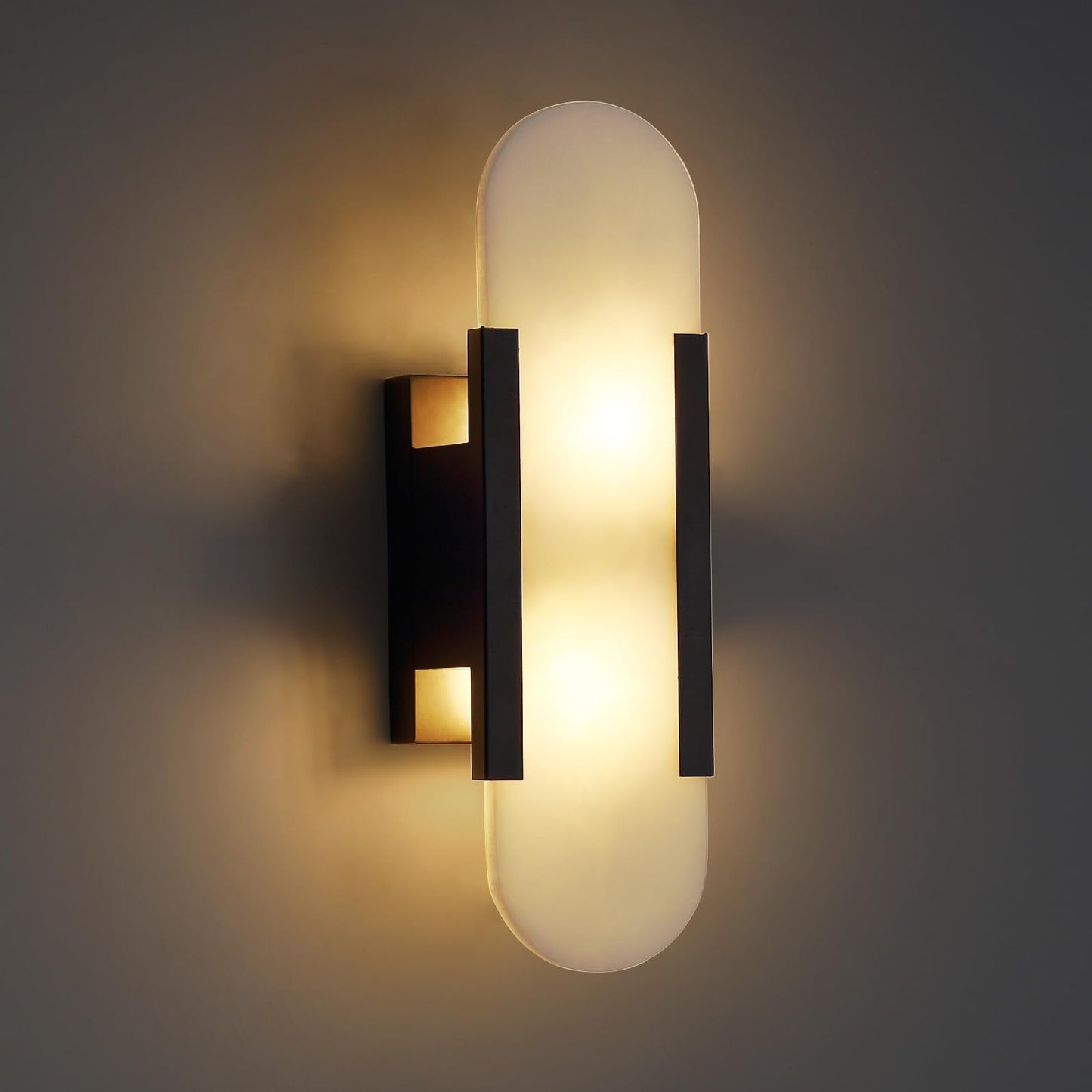 Fanyank 13.8in Alabaster Wall Sconces,Natural Marble Wall Lighting，Alabaster Wall Lamp for Bedroom Stairs, Living Room, Vanity, Hallway Bedside(Bulb Included)