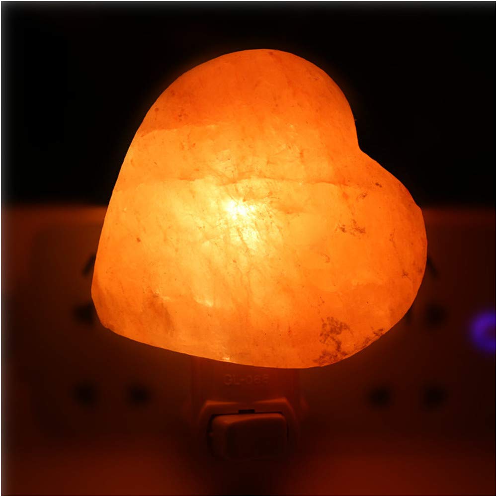 Fantasee Himalayan Salt Lamp Night Light with Extra Bulbs, Natural Hand Carved Salt Crystal Wall Light Release Negative Ions Perfet for Bedroom, Living Room, Office, Home Decor, Yoga (1 Pack, Heart)