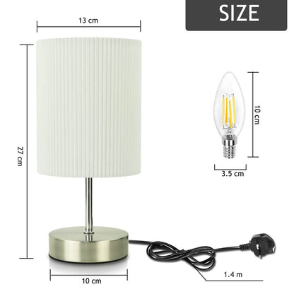 HSLighting Bedside Lamps, Touch Control Table Lamp 3-Way Brightness Dimmable Small Lamp with Metal Base LED Desk Lamp Minimalist Nightstand for Bedroom Living Room Gift Decor, Dimmable Bulb Included