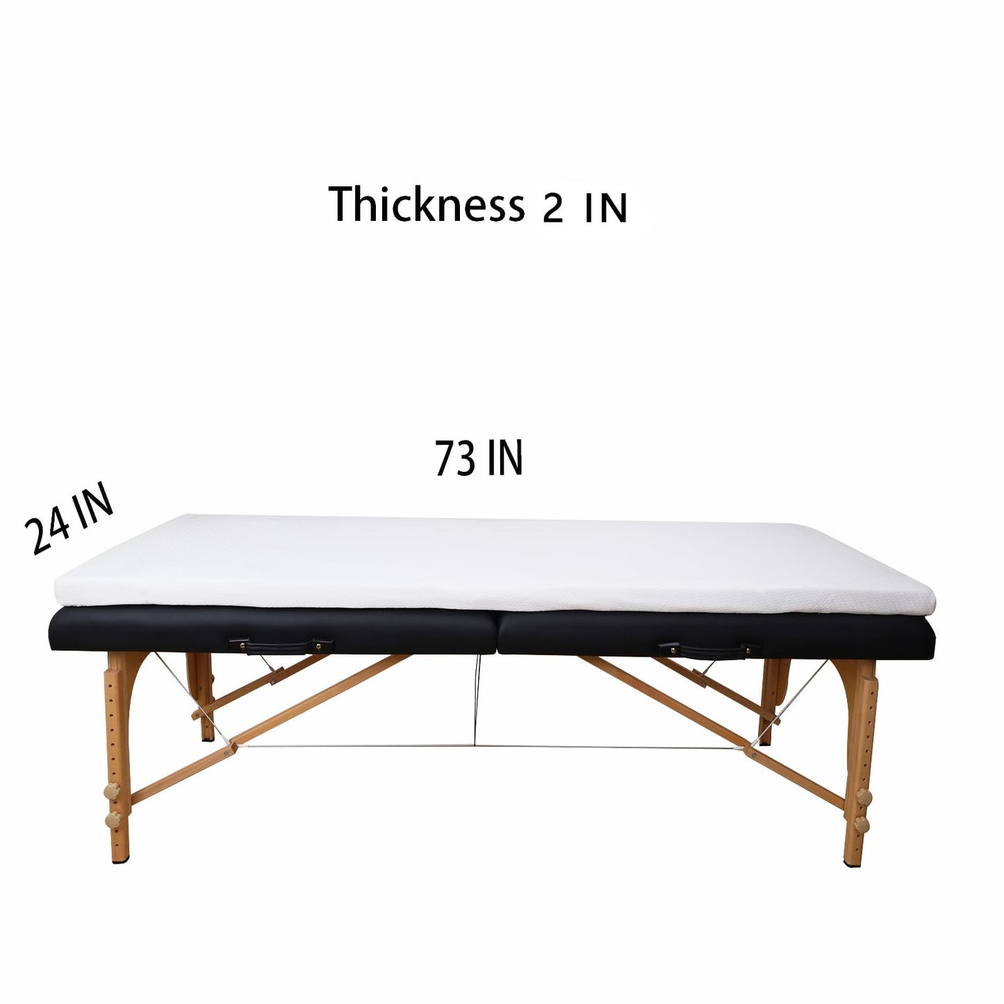 Lash Bed Foam Topper for Massage, 73x24x2 inch White Memory Foam, Removable Cover, Non-Slip Elastic Bands