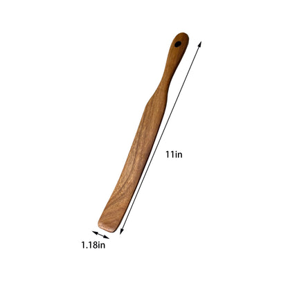 Skinny Wooden Spurtle Spatula for Sourdough Starter, Baking & Cooking, Non-Scratch Dough Scraper and Jar Mixing Tool, Ergonomic Stirring Stick for Canning, Spreading & Kneading (11 Inches)