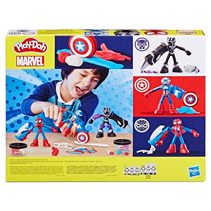 Play-Doh Marvel Hero Adventure Playset, 3 Marvel Action Figures with Wearable Tools, Black Panther, Captain America & Spider-Man Imagination Toys for Boys and Girls Ages 4 and Up