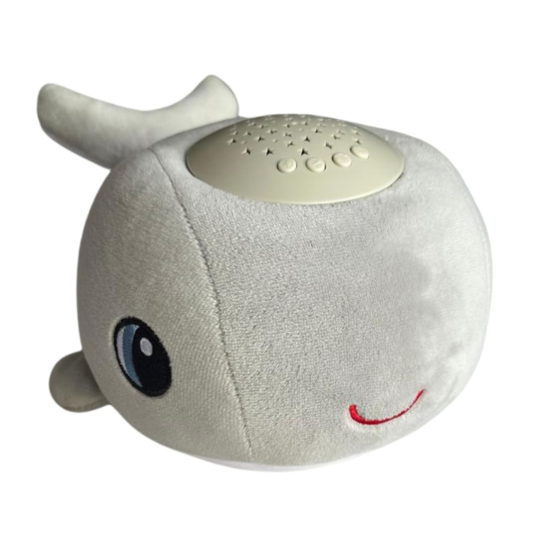 Cacchino® Ben Baby Sleep Soother, Sleep Aid with Musical Night Light Star Projector with Nursery Rhymes, Heartbeat, Soothing Sounds (No Cry Sensor/White Noise). This Plush Whale is an Ideal Baby Gift.