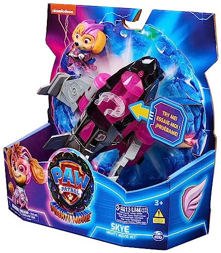 PAW Patrol: The Mighty Movie Aeroplane Toy with Skye Mighty Pups Action Figure, Lights and Sounds, Kids’ Toys for Boys and Girls 3+