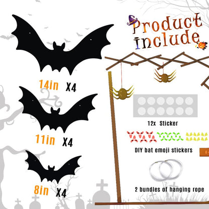 VERNILLA Hanging Bats Halloween Decorations 12pcs Halloween Hanging Flying Bat with Glowing Eyes for Outdoor Decor