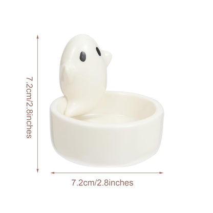 Lucklybestseller Cute Cartoon Small Ghost Candle Holder,White Handmade Ceramic Candlestick,Tea Light Holders,Halloween Decorative Candlestick,Gift for Lovers Mothers Friends(Ghost)