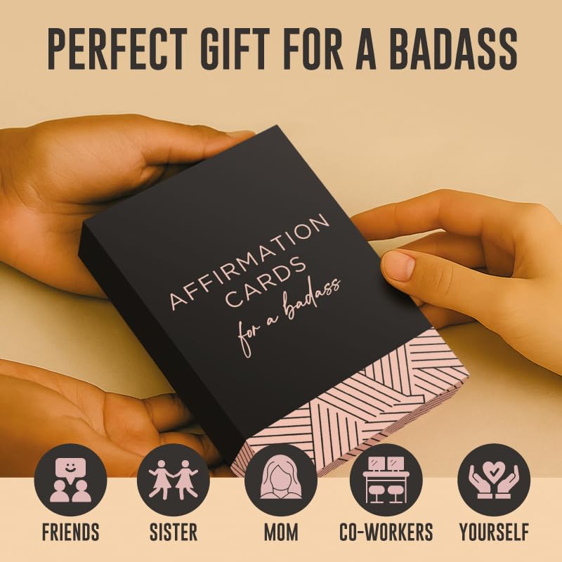 52 Badass Affirmation Cards for Women - Inspirational Gift for Her, Birthday Gifts for Women, Best Friend, Bestie, Self Care - Positive Presents for Confidence, Motivation & Daily Encouragement