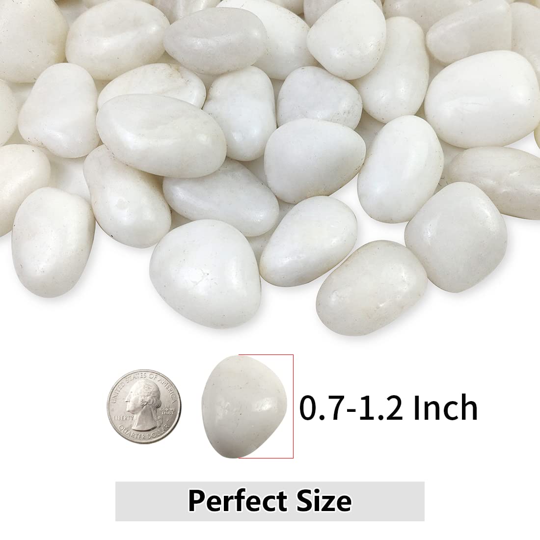 YISZM White Pebbles for Indoor Plants, Natural Polished River Rocks, Small Decorative Stones for Planters Vase Fish Tank Aquariums Landscaping Garden, 5lbs