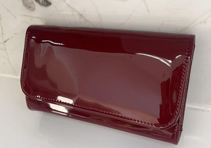 LeahWard Women's Patent Flap Clutch Bag Purses Party Evening Bags Handbag 250 (Burgundy Short)