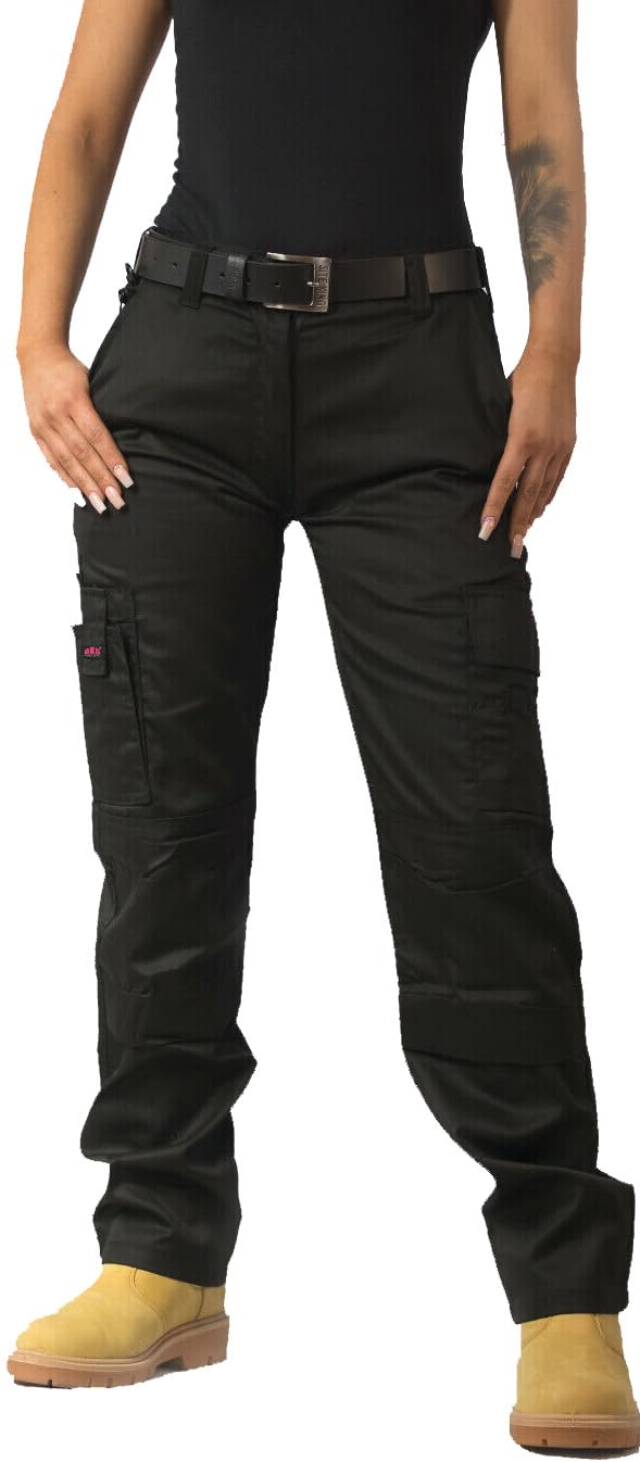 BKS Ladies Cargo Knee Pad Work Trousers (Black - 10 Short)