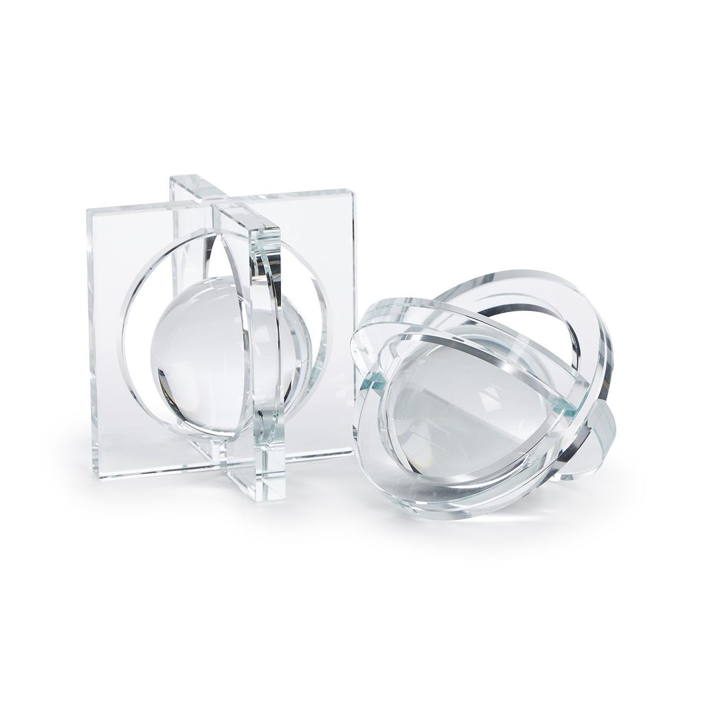 Two's Company Galaxy Crystal Paperweight Sculpture, Set of 2, Includes 2 Designs, Crystal Clear Glass, 5-inches Height