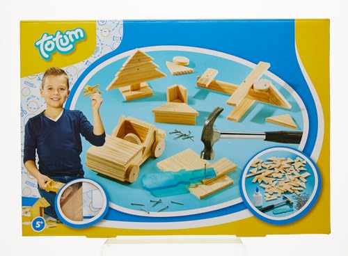 Hammer game Carpenter King- carpenter set: with wooden parts, nails and wooden hammer, Wood Color