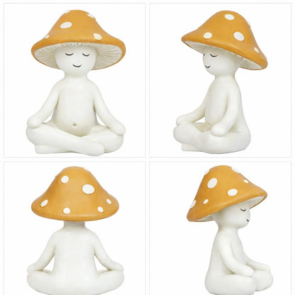 Meditation Mushroom Statue Yoga Mushroom Figurine Tabletop Decor for Home Shelf Office Coffee Table Garden Yard Patio Meditation Sculpture Gift for Women Friends Mom Decoration
