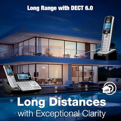 VTech Accessory Handset for DS6151 Series with 2-Line Cordless Phone, Suitable for Small Business or Home, Answering System, Expandable up to 12 Handsets, Intercom, Conference | DS6101 (Black/Silver)