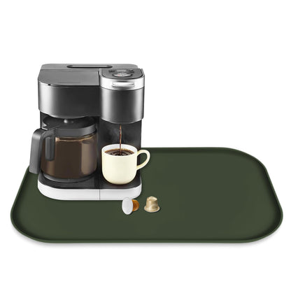 TOHONFOO Silicone Coffee Mat with Lip, 19.7'' x 15'' Heavy Duty Bar Mat, Coffee Tray for Countertop Fit Under Machine Pot Espresso Machine, Grey