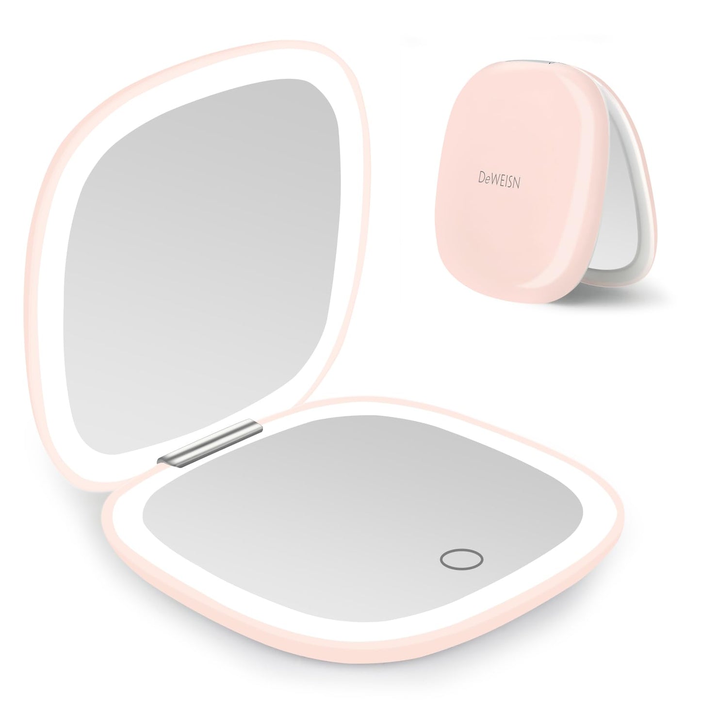 deweisn Compact Mirror, Lighted Travel Makeup Mirror with 1X/10X Magnifying Double Sided Dimmable Portable Pocket Mirror for Handbag, USB Charging(Black)