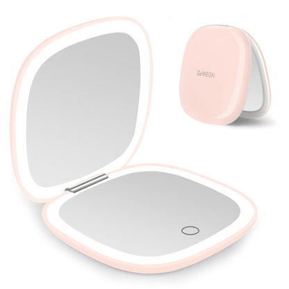 deweisn Compact Mirror, Lighted Travel Makeup Mirror with 1X/10X Magnifying Double Sided Dimmable Portable Pocket Mirror for Handbag, USB Charging(Black)