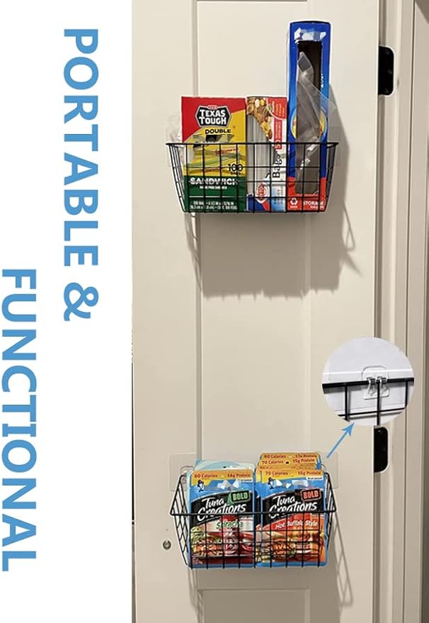 MaraFansie Over the Cabinet Door Organizer Wall Wire Baskets Hanging Kitchen
