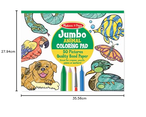 Melissa & Doug Jumbo Coloring Pad (11 x 14 inches) - Animals, 50 Pictures