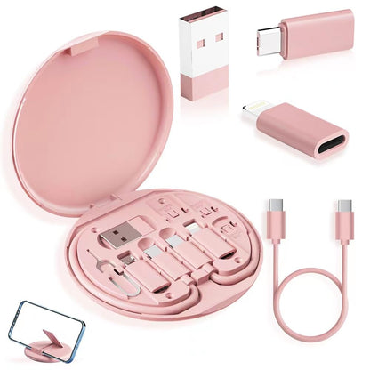 YANZIE USB-C Travel Adapter Kit with Storage Box and SIM Card Holder, Lightning to C and Micro-USB to C Female, Short Cable, Fast Charge for iPhone and Android