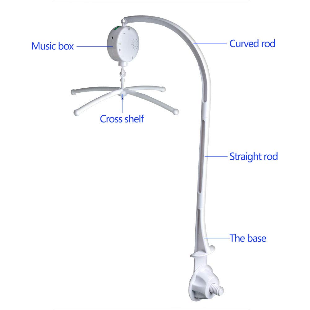 AGPTEK Baby Crib Mobile Bed Bell Holder Arm Bracket Wind-Up Music Box Holder Baby Bed Stent Set Nut Screw 28 Inch