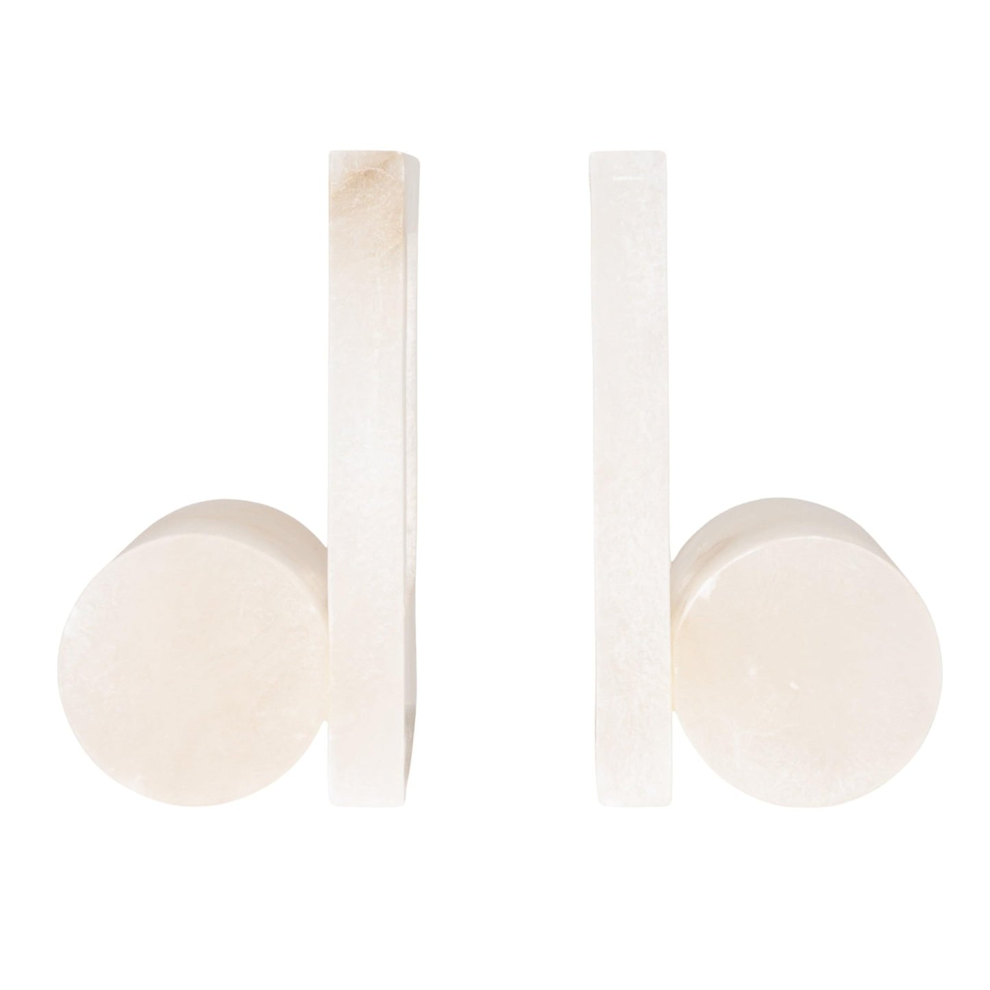 Creative Co-Op 2-Piece Alabaster Bookends with Cut-Outs, Translucent White