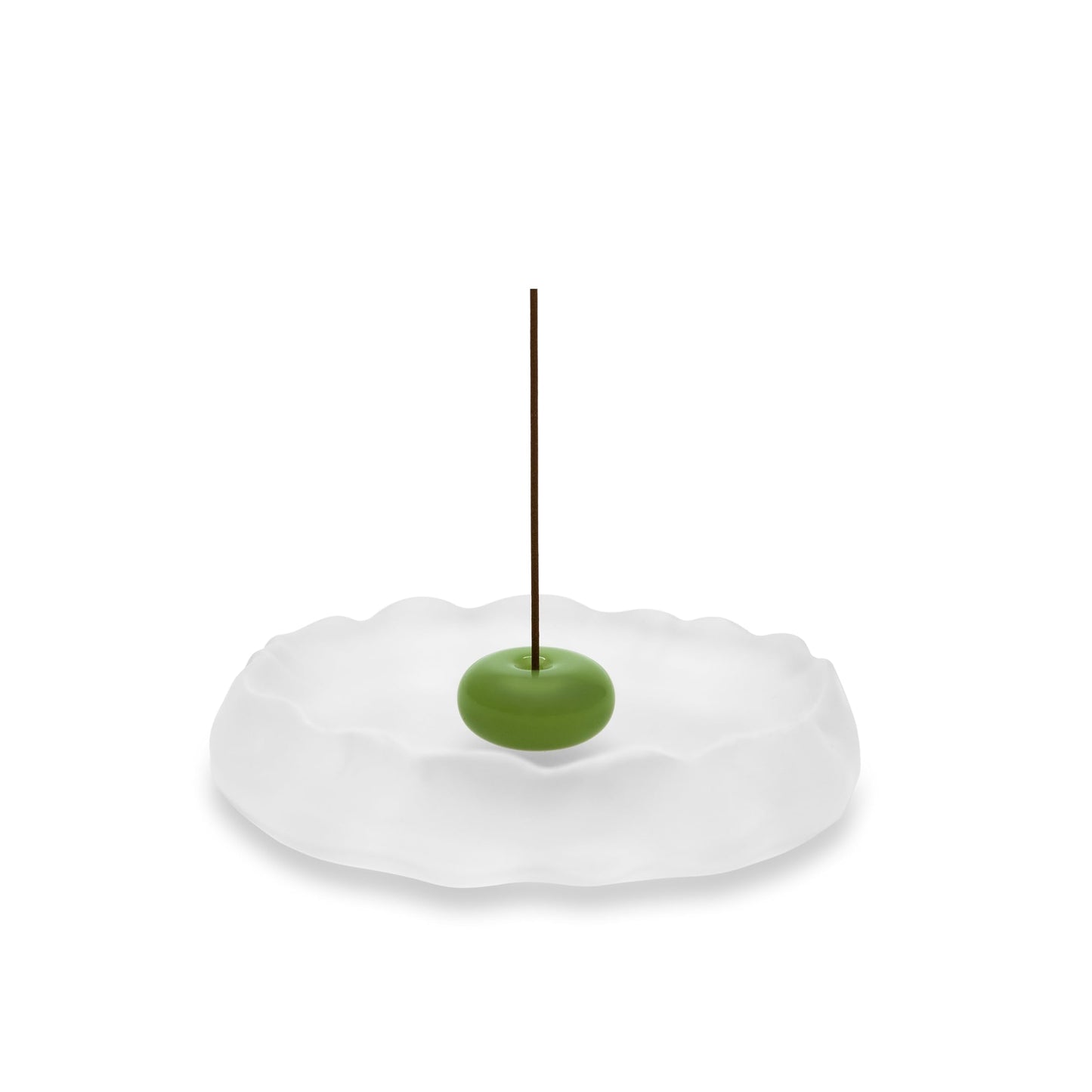 SATORY Handmade Zen Incense Holder 4.1" W- Frosted Glass & Green Jade Stone, Multi-Purpose Ash Catcher- Bakhoor Burner Gift with Incense Stick Samples, Home Décor, Yoga Meditation, Office