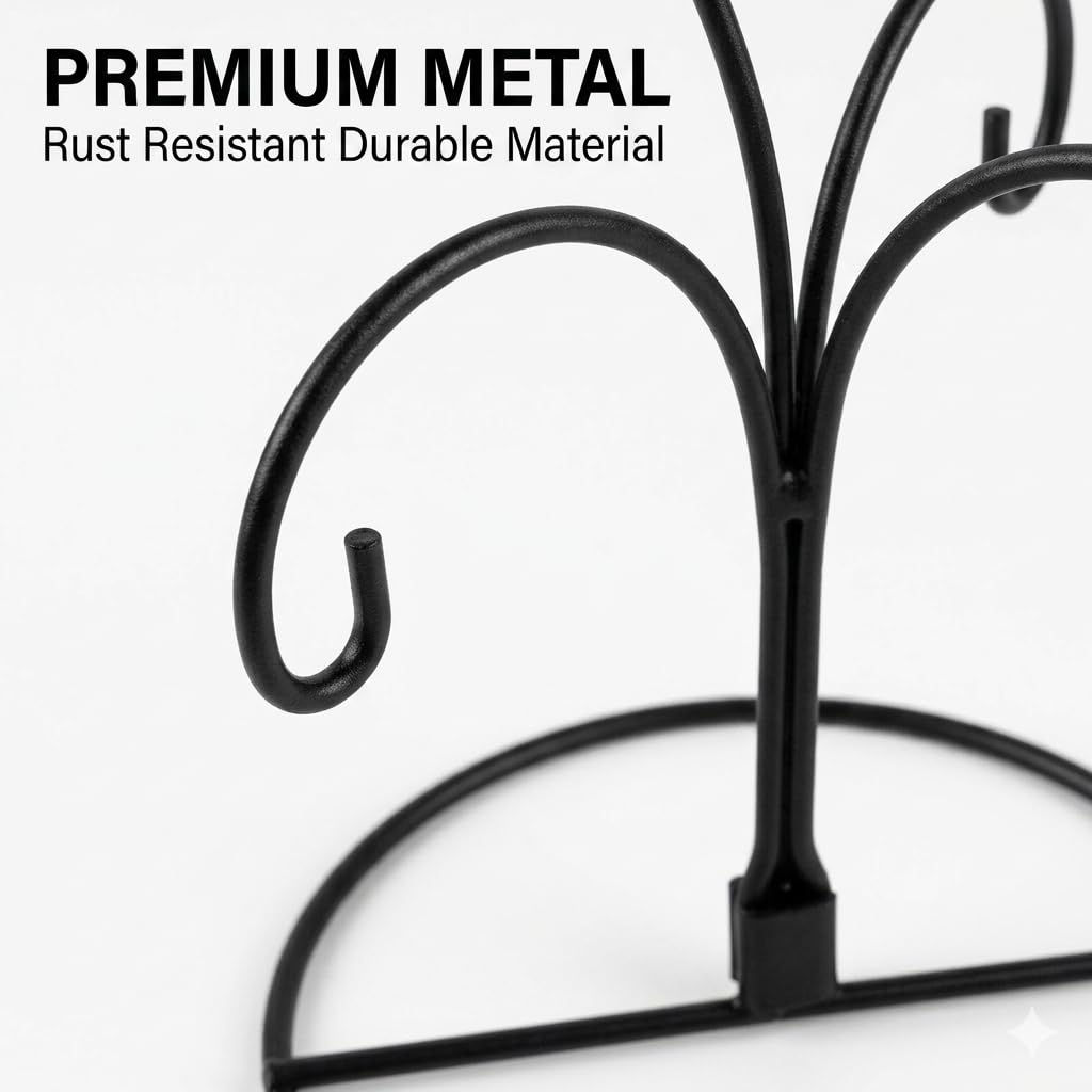 HOHIYA Ornament Display Stand 12 Inch 2 Pack 4-Arm Metal Ornament Holder for Christmas Decorations Crystal Ball Hanging Ornaments Jewelry Display Stand Black