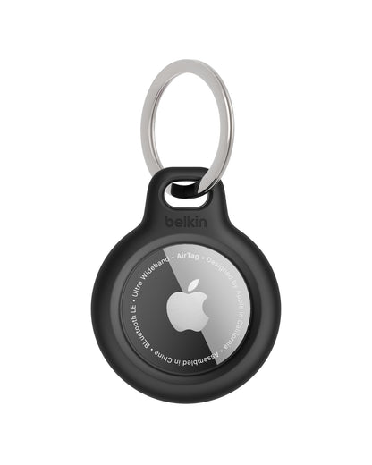 Belkin F8W973 AirTag Case with Key Ring (Secure Holder Protective Cover for Air Tag with Scratch Resistance Accessory) - Black