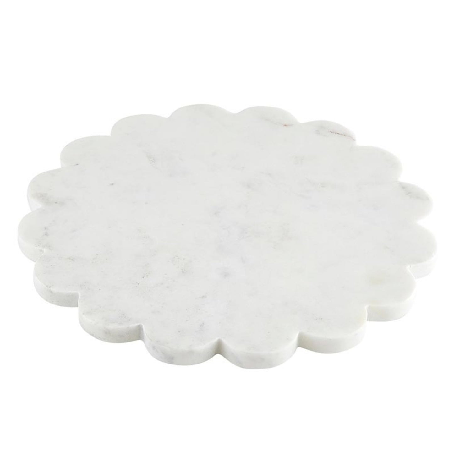 Santa Barbara Design Studio Marble Charcuterie Boards Cheese Board Round Scalloped Cutting Board, 12" Diameter, White
