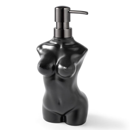 NEWHENGS Ceramic Soap Dispenser Hand Lotion Liquid Dispenser Refillable for Kitchen and Bathroom Decorative (Black)