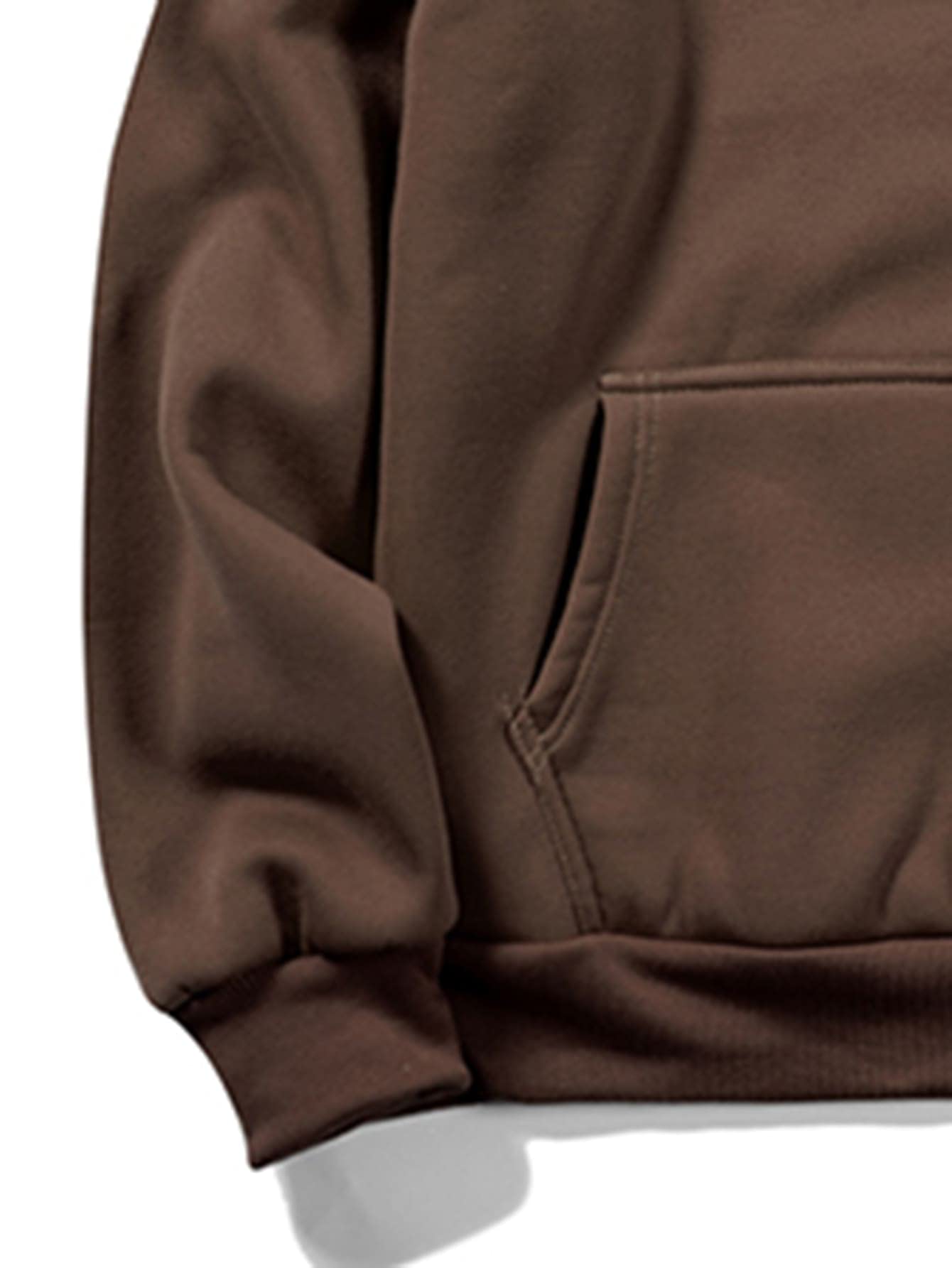 Floerns Men's Graphic Print Long Sleeve Drawstring Hoodie Pullover Sweatshirt Coffee Brown L